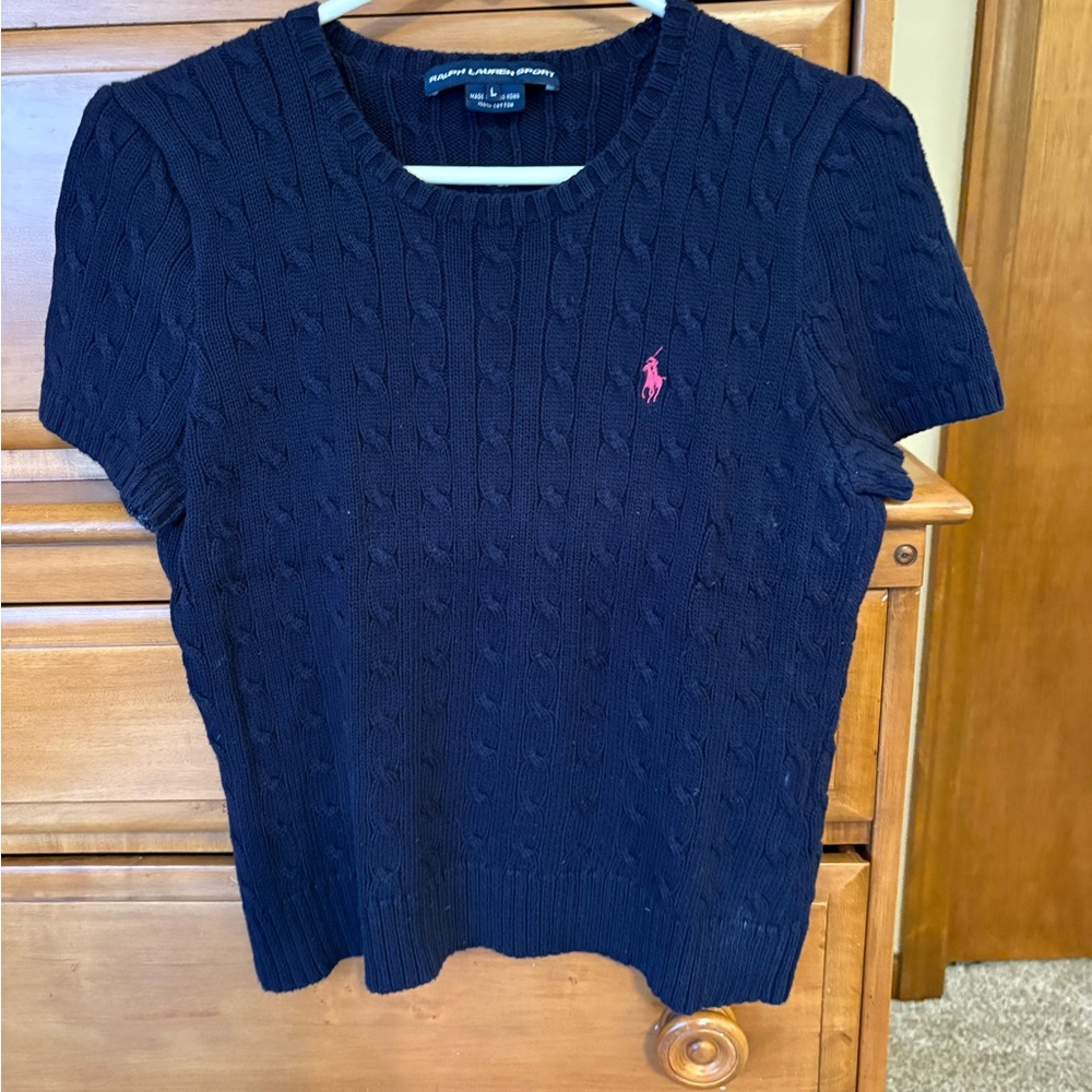 Polo by Ralph Lauren Navy Cable-Knit Crewneck Sweater - Picture 2 of 5